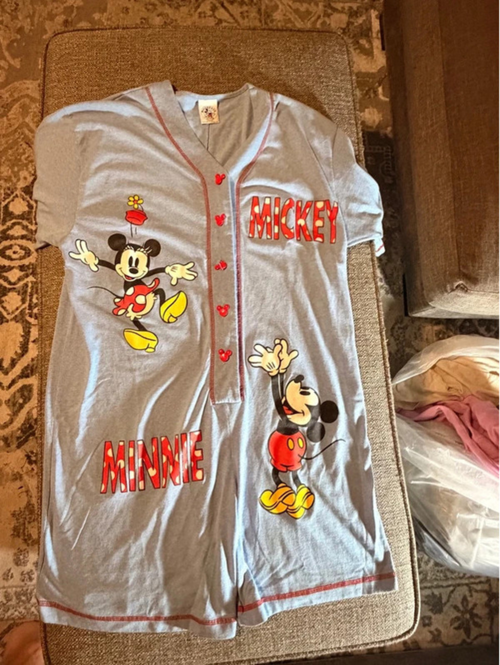 Mickey & Co. Disney Mickey Mouse One Piece Pajama Onesie Union Suit Gray Red
